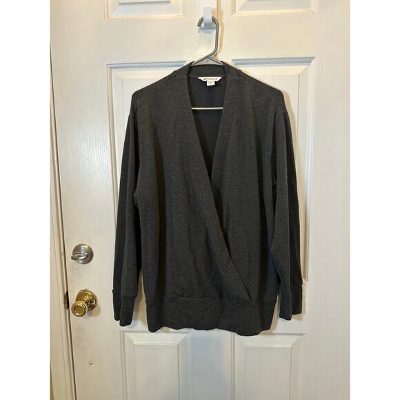 Athleta Athletic Top Women's Size L Gray Heather Purana V-Neck Wrap Sweatshirt - Picture 3 of 7